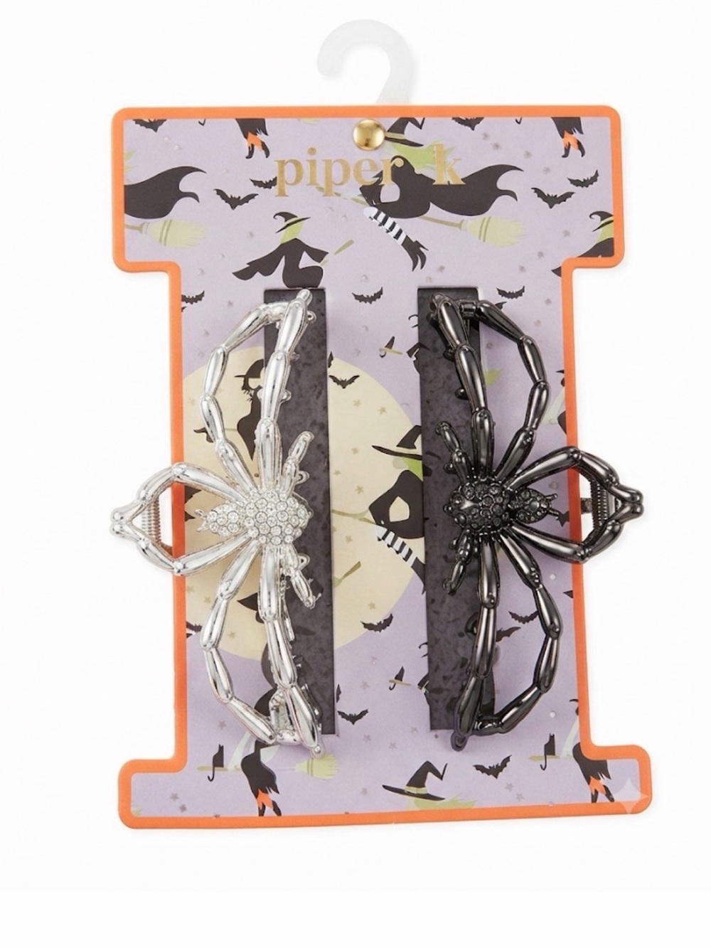 NWT ⚜️ 🖤 ⚜️ Piper K Gunmetal & Silver Metallic Spider Hair Claw Clip Set of 2!